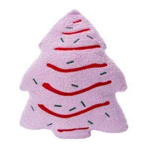 Gingerbread Pink Christmas Tree Throw Pillow Decor